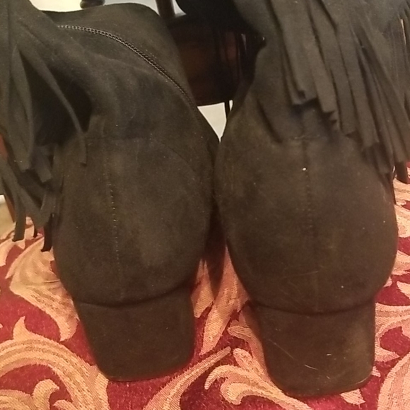 Black fringe knee high boots - Picture 2 of 3